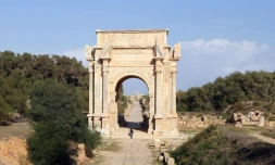 L'arche de Septime Sevère, dans l'ancienne cité romaine de Leptis Magna en Libye, le 18 décembre 2016