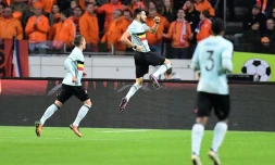 Yannick Ferreira-Carrasco (c) auteur de l'égalisation pour la Belgique face aux Pays-Bas en match amical, le 9 novembre 2016 à Amsterdam