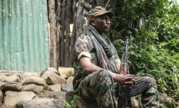 Solomon Alabachew, milicien amhara, dans le village d'Adi Arkay, à 80 km au nord-est de Gondar, le 14 juillet 2021