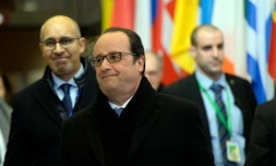 Le président François Hollande à l'issue d'un sommet sur la crise migratoire le 8 mars 2016 à Bruxelles