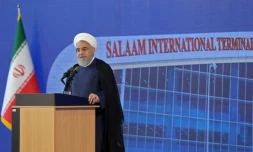 Photo diffusée le 18 juin 2019 par la présidence iranienne du chef de l'Etat, Hassan Rohani, lors de la cérémonie d'ouverture d'un nouveau terminal à l'aéroport Imam Khomeini de Téhéran