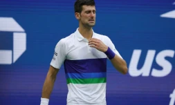 Le Serbe Novak Djokovic lors sa finale perdue à l'US Open contre le Russe Daniil Medvedev, le 13 septembre 2021 à New York