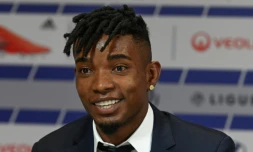 Le Brésilien Thiago Mendes en conférence de presse lors de sa présentation officielle à Lyon, le 3 juillet 2019 au Groupama Stadium à Décines-Charpieu