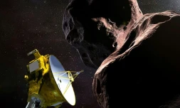 Représentation artistique, transmise par la Nasa le 21 décembre, de la sonde New Horizons survolant l'objet cosmique Ultima Thule.