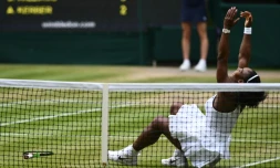 Serena Williams victorieuse de l'Allemande Angelique Kerber en finale à Wimbledon le 9 juillet 2016