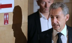 L'ancien président Nicolas Sarkozy arrive au palais de justice de Paris, le 7 avril 2026, pour son procès en appel dans l'affaire d'un financement libyen présumé de sa campagne présidentielle de 2007
