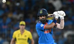 Un joueur indien lors d'un match de cricket contre l'Australie, le 8 octobre 2023 Ă Chennai