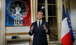 Le président français Emmanuel Macron lors de ses voeux aux Français, le 31 décembre 2018 à Paris