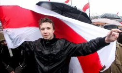 L'ancien rédacteur en chef de la chaßne d'opposition biélorusse Telegram '@nexta_tv' Roman Protassevitch, à Minsk le 25 mars 2012