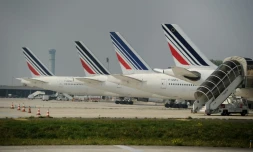 Des avions d'Air France sur le tarmac de l'aéroport lors d'une grève le 24 septembre 2014 à Roissy