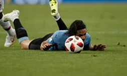 L'attaquant uruguayen Edinson Cavani lors de la victoire face au Portugal en 8e de finale du Mondial le 30 juin 2018