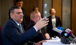 Le coordinateur de l'opposition syrienne, Riad Hijab à Londres le 10 février 2016