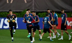 Séance d'entraînement pour les Espagnols à Krasnodar, le 22 juin 2018, à deux jours du match contre le Maroc