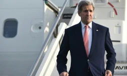 Le secrétaire d'Etat américain John Kerry arrive à Rome le 13 décembre 2015 pour la conférence internationale sur la Libye