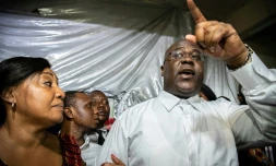 L'opposant congolais Felix Tshisekedi proclamé vainqueur de l'élection présidentielle, le 10 janvier 2018 à Kinshasa, en RDC