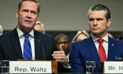 Le conseiller à la sécurité nationale, Mike Waltz, et le ministre de la Défense, Pete Hegseth,  à Washington le 14 janvier 2025