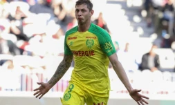 L'attaquant argentin de Nantes Emiliano Sala lors du match à Nice le 18 février 2018
