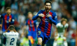L'attaquant du Barça Lionel Messi, auteur d'un doublé lors du clasico face au Real Madrid à Santiago Bernabeu, le 23 avril 2017
