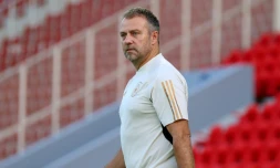 Hansi Flick, alors sélectionneur de l'Allemagne,le 15 novembre 2022 à Mascate (Oman) à la veille d'un match amical