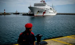 Le navire hôpital chinois Arche de la Paix arrive au port de La Guaira, le 22 septembre 2018 au Venezuela