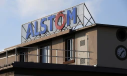 Le logo d'Alstom sur l'usine de Reichshoffen, le 19 décembre 2016