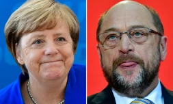 La chancelière allemande Angela Merkel et le chef des sociaux-démocrates Martin Schulz