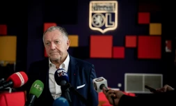 Le président de l'Olympique lyonnais Jean-Michel Aulas lors d'une conférence de presse au stade du club à  Décines-Charpieu le 14 octobre 2020