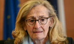 La ministre de l'Education, Nicole Belloubet, le 18 mars 2024 Ă Chenove, en CĂŽte d'Or