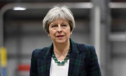 La Première ministre britannique Theresa May, à Chesterfield au Royaume-Uni, le 27 avril 2017