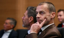 Aleksander Ceferin, président de l'UEFA, assiste au tirage au sort des huitiÚmes de finale de Ligue des champions, à Nyon, le 7 novembre 2022