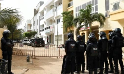 Les abords du domicile d'Ousmane Sonko, à Dakar le 17 juin 2022