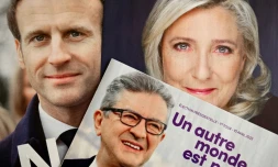 Emmanuel Macron (LREM), Marine Le Pen (RN) et Jean-Luc Mélenchon (LFI), le trio en tête des sondages pour l'élection présidentielle du 10 avril 2022