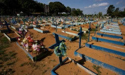 Des tombes de victimes du Covid-19 au cimetière Nossa Senhora à Manaus, au Brésil, le 19 juin 2021