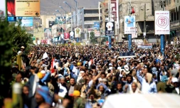 Des Yéménites manifestent à Sanaa contre le blocus imposé par la coalition arabe sous commandement saoudien, le 13 novembre 2017