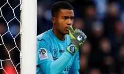 Le gardien de Toulouse Alban Alfont lors du déplacement à Caen le 25 avril 2018