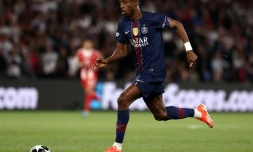 L'attaquant du Paris Saint-Germain Ousmane Dembélé le 28 avril 2026 au Parc-des-Princes à Paris lors de la demi-finale aller de la C1 contre le Bayern