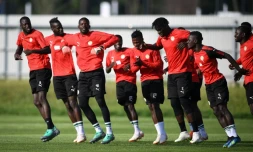 Les joueurs du Sénégal s'entraînent le 27 juin à Samara, avant leur rencontre face à la Colombie le lendemain 