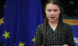 La militante environnementaliste suédoise Greta Thunberg au Parlement européen de Strasbourg (France) le 16 avril 2019