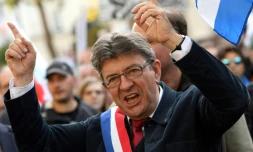 Jean-Luc Mélenchon, président de La France Insoumise, lors de la manifestation contre la réforme du Code du travail, le 23 septembre 2017 à Paris
