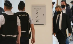 Nicolas Sarkozy arrive à son procès dans l'affaire Bygmalion le 15 juin 2021 au tribunal correctionnel de Paris