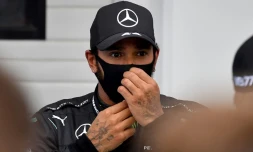 Le Britannique Lewis Hamilton après sa victoire lors du Grand Prix de Hongrie, le 20 juillet 2020 à Budapest