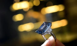 Le diamant bleu Oppenheimer présenté à Genève, le 12 mai 2016 