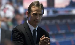 Julen Lopetegui, sélectionneur de l'Espagne limogé, lors de sa présentation comme entraîneur du Real, le 14 juin 2018 à Madrid