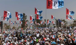 Des partisans du président rwandais Paul Kagame et de son parti du Front patriotique rwandais (FPR) rassemblés à Kigali, le 13 juillet 2024