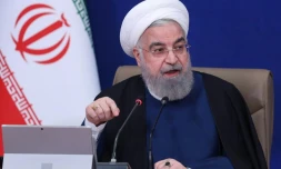 Photo fournie par la présidence iranienne du président iranien Hassan Rohani en Conseil des ministres, le 14 avril 2021 à Téhéran