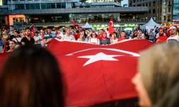 Des militants pro-Erdogan pendant un rassemblement Ă Istanbul le 25 juillet 2016