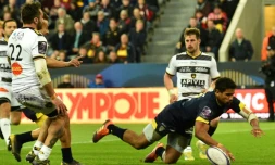 Le Clermontois Wesley Fofana inscrit un essai face à La Rochelle en finale du Challenge européen, le 10 mai 2019 à Newcastle
