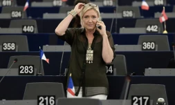 La présidente du Front national Marine Le Pen au Parlement européen à Strasbourg, le 14 septembre 2016