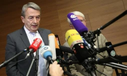 Le président de la Fédération allemande de football Wolfgang Niersbach annonce qu'il démissionne de ses fonctions, le 9 novembre 2015 à Francfort