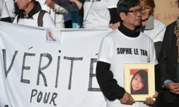 Le pĂšre de Sophie Le Tan, Tan Tri Le Tan lors d'une manifestation Ă Strasbourg le 05 octobre 2018